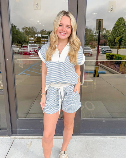 Striped Drawstring Shorts