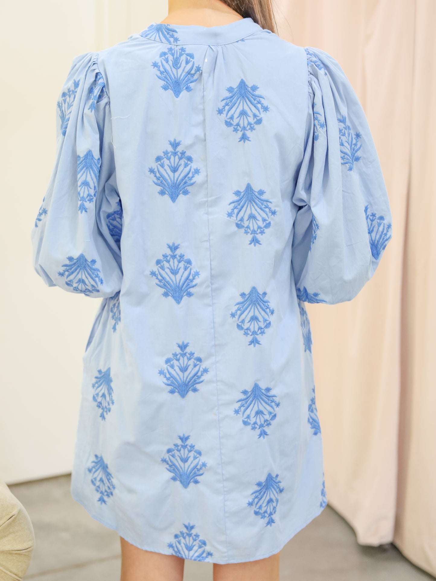 Gabriella Embroidered 3/4 Sleeve Mini Dress