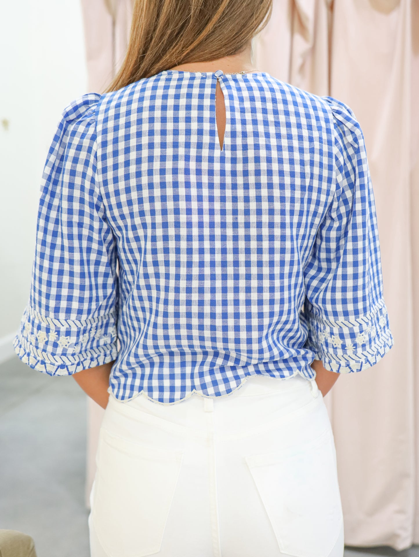Jenny Embroidered Gingham Top