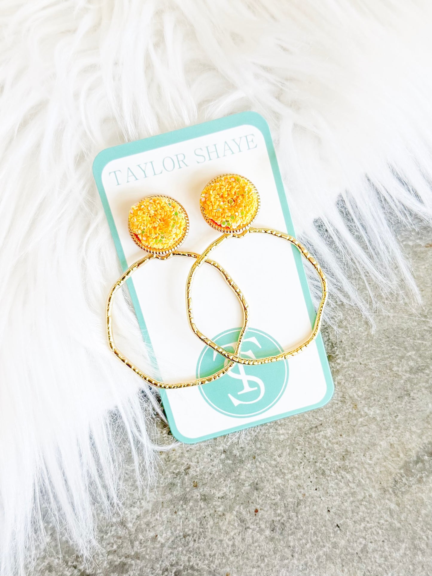 Glitter Top Round Hoops