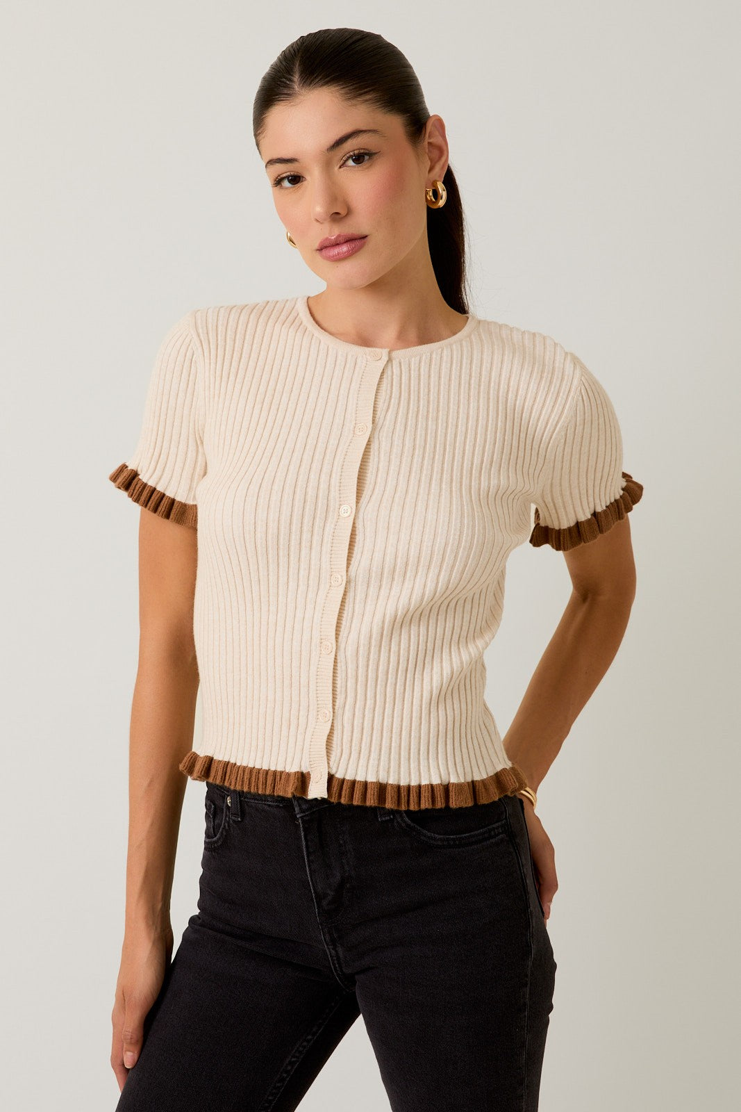 Button Down Ribbed Top