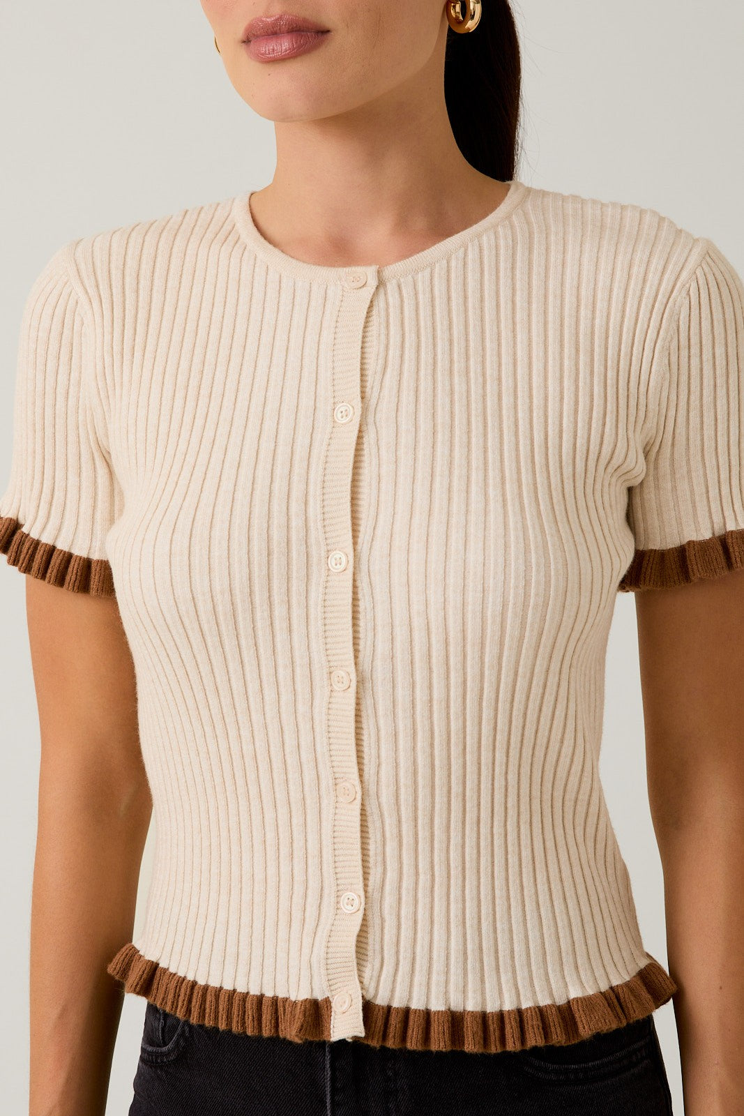 Button Down Ribbed Top