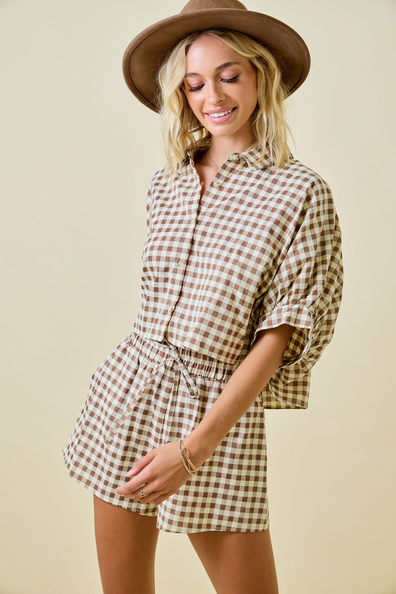 Gingham Top & Shorts Set