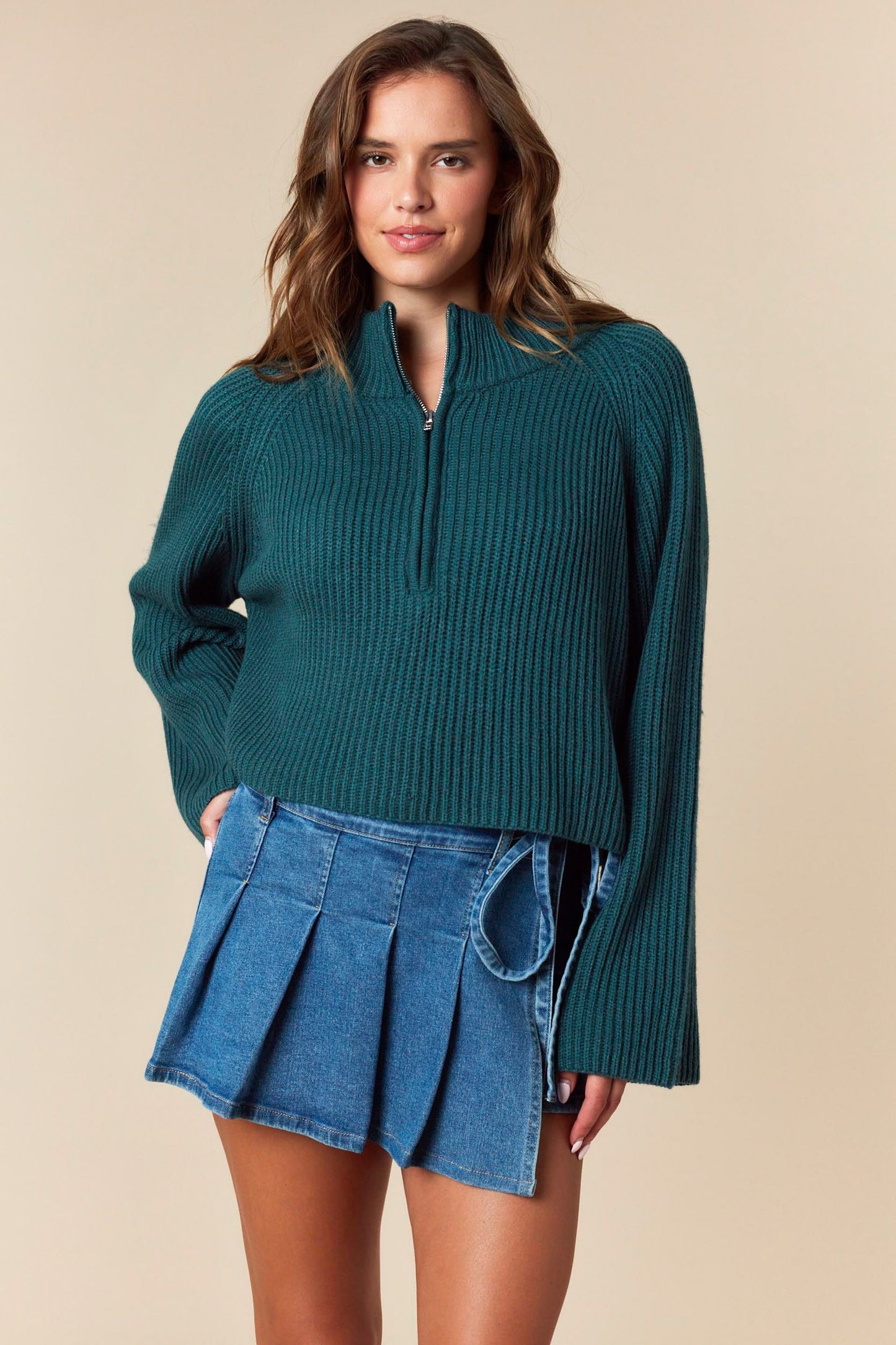 Pullover Zipper Sweater Top