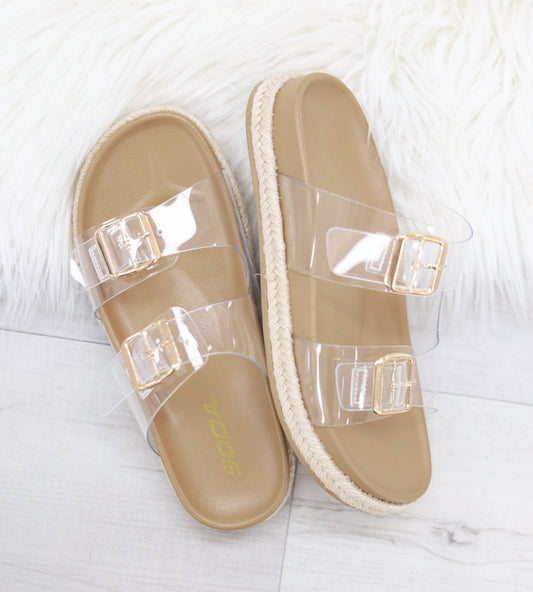 Clear Double Buckle Sandal