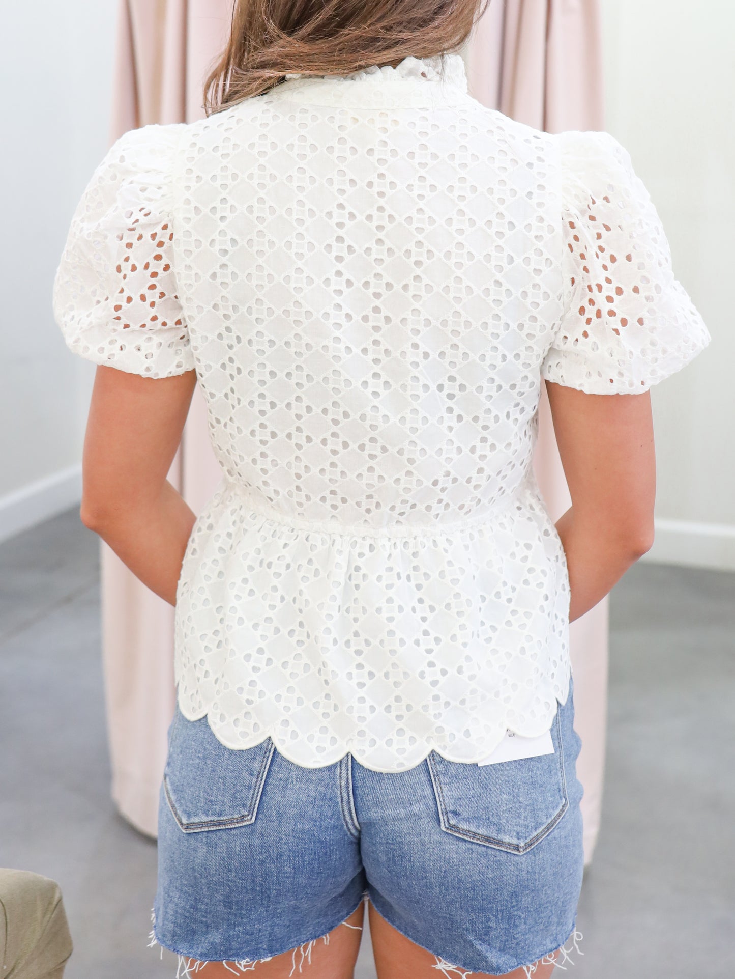 Hazel Eyelet Puff Sleeve Blouse