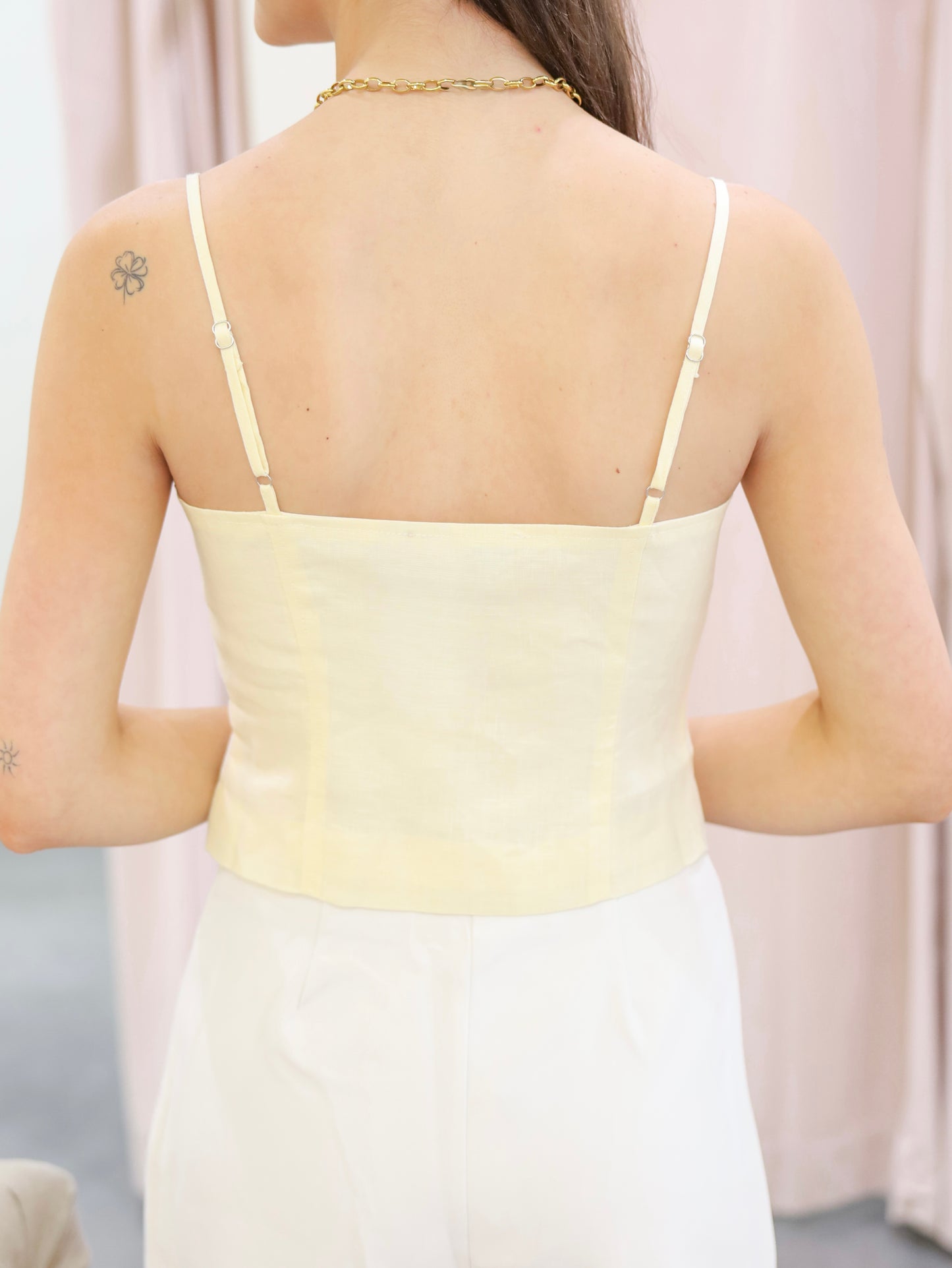 Linen Collared Strap Top