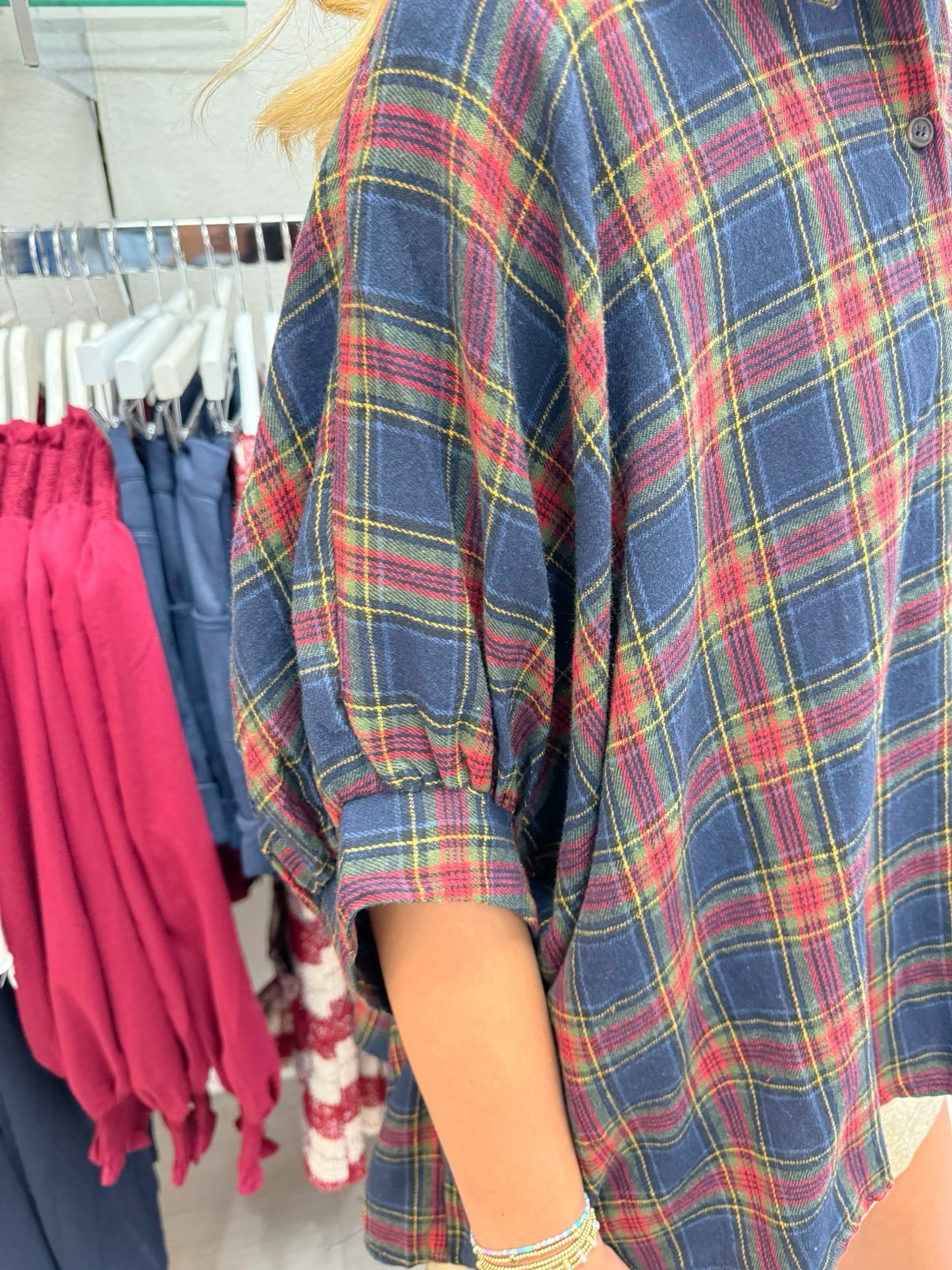 Oversized Button Down Christmas Plaid