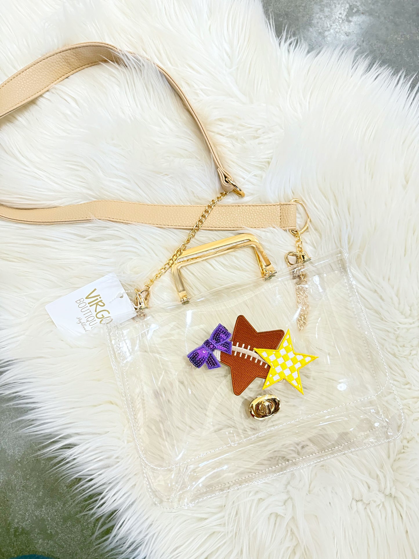 Sequin Patch Clear Bag