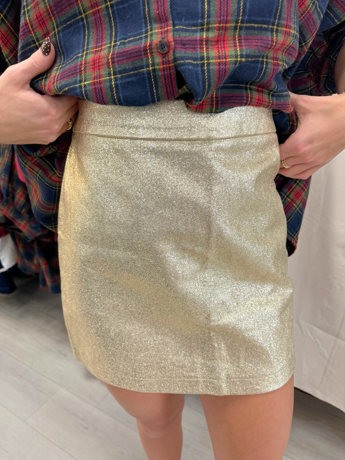 Foil Faux Leather Mini Skirt