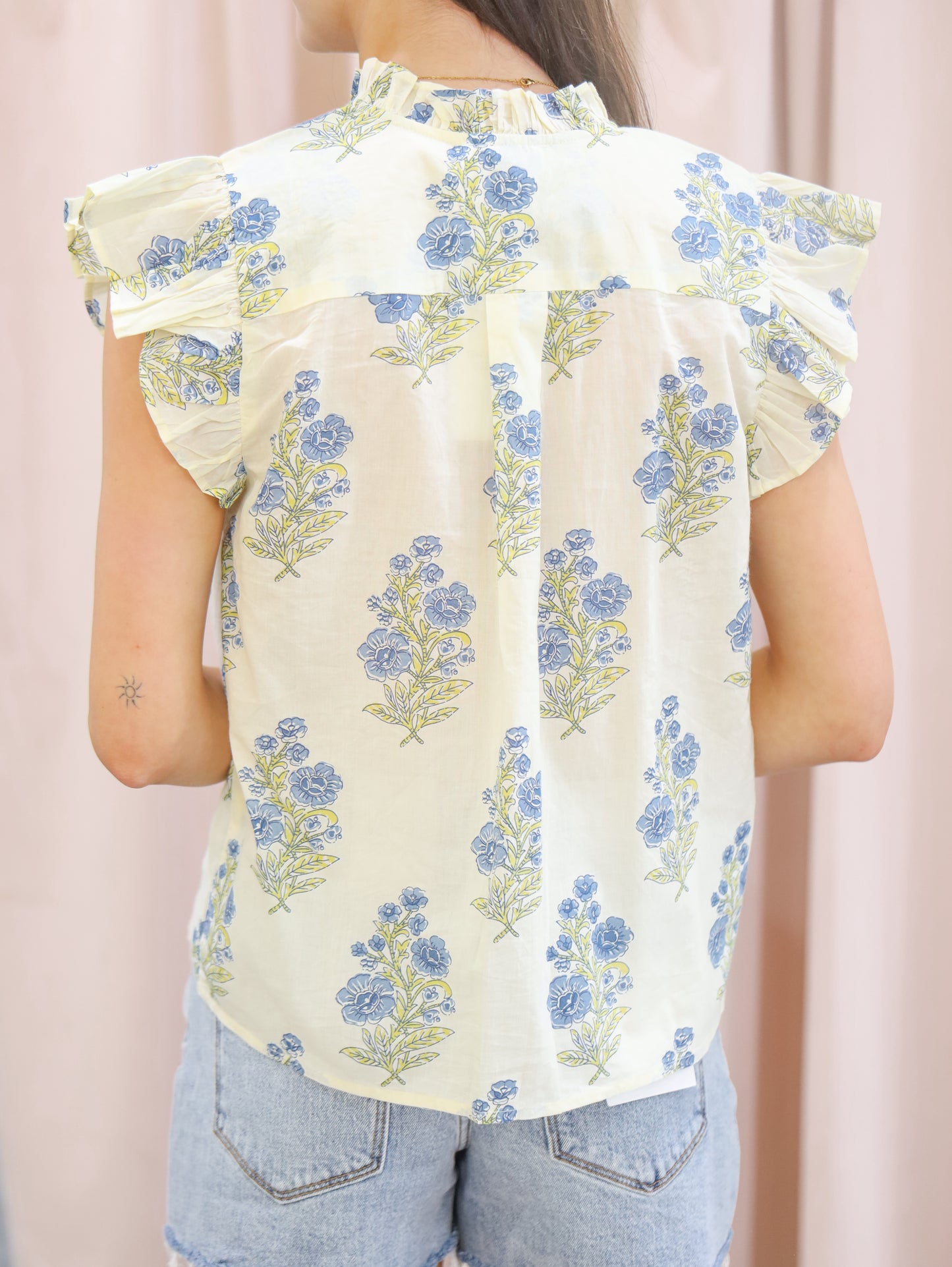Alexa Floral Flutter Sleeve Top