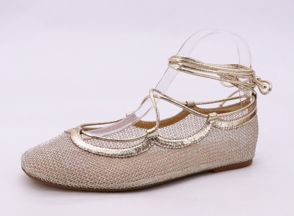 Accepting Lace Up Mesh Flats