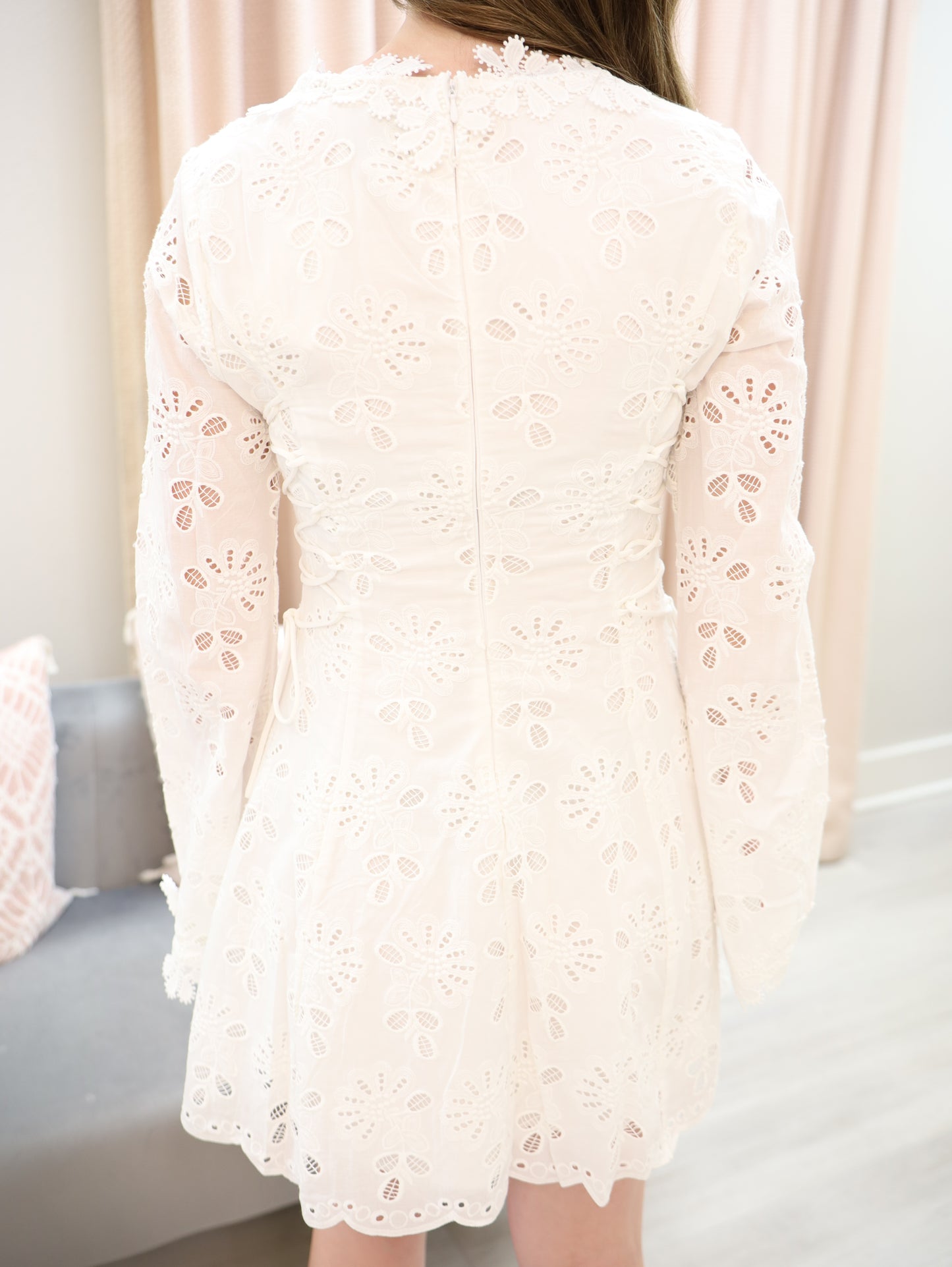 Lace Trim Eyelet Dress