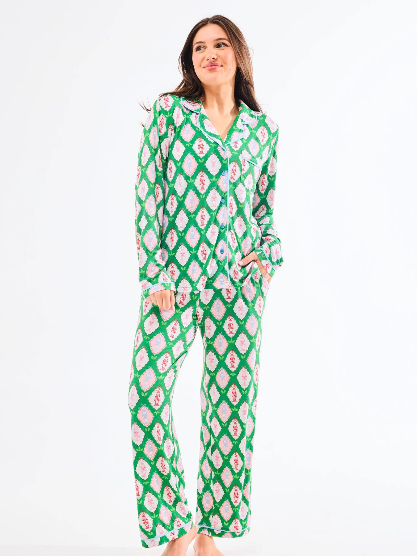 Christmas pajamas, christmas pjs, nutcracker pjs, holiday pjs, button down pj set, holiday pajama set