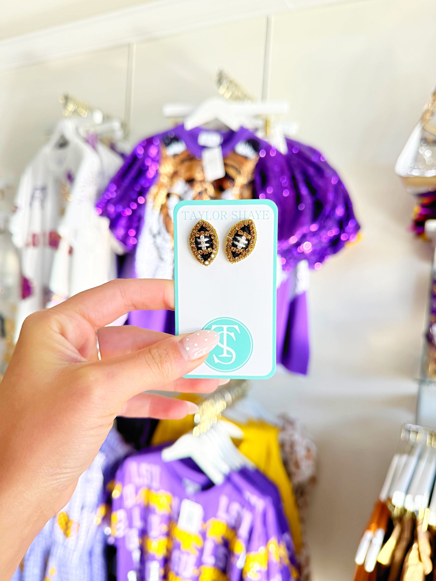 Gold Beaded Football Studs