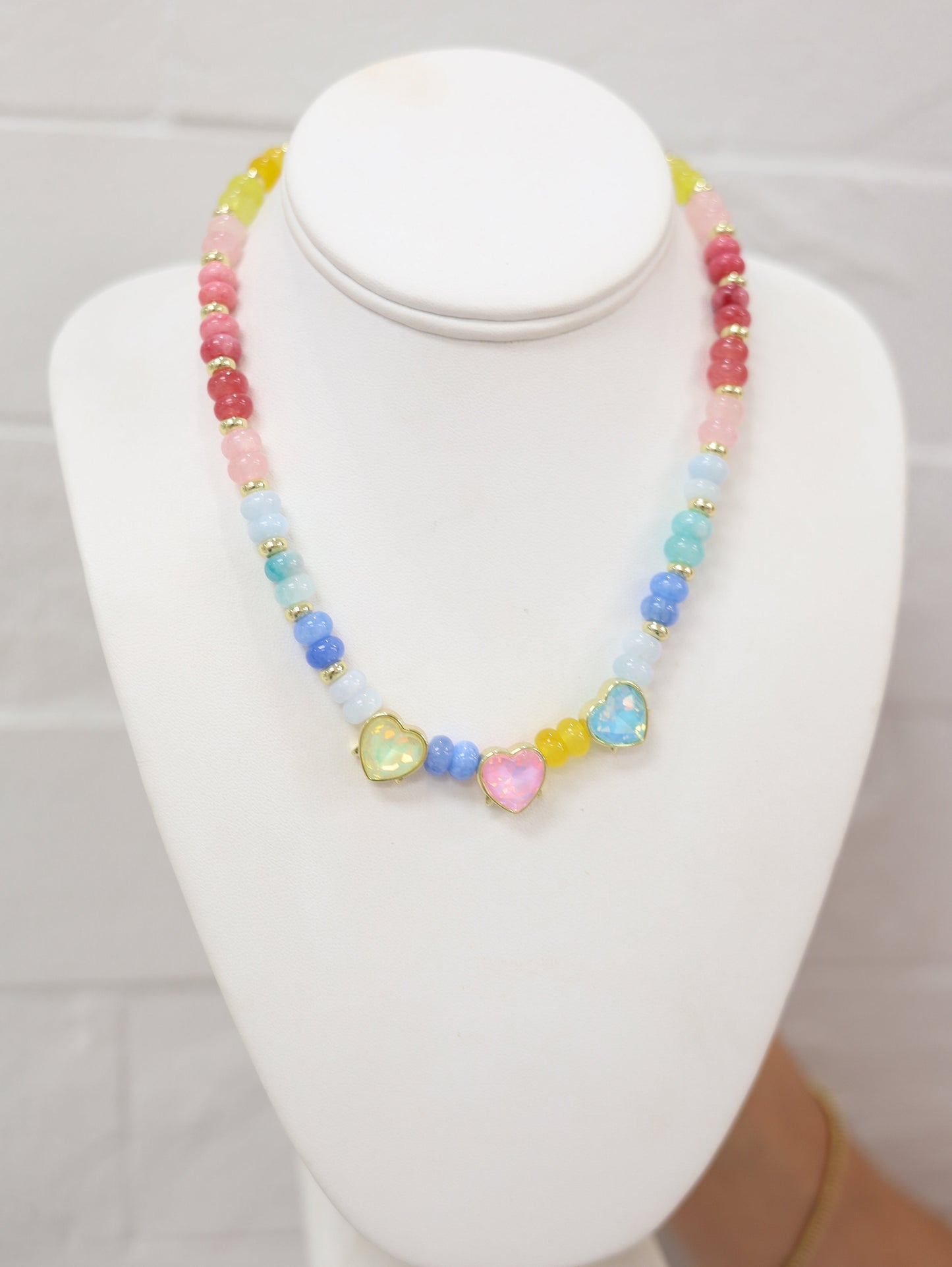 Kaylen Beaded Triple Heart Necklace
