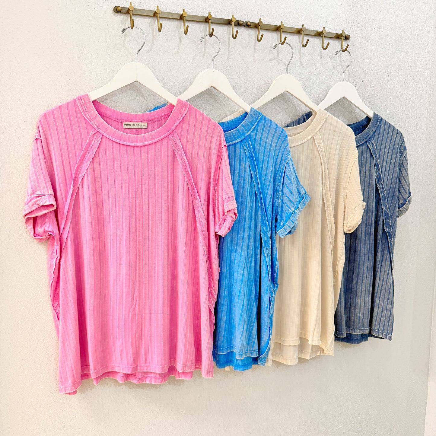 Acid Wash Short Sleeve Top