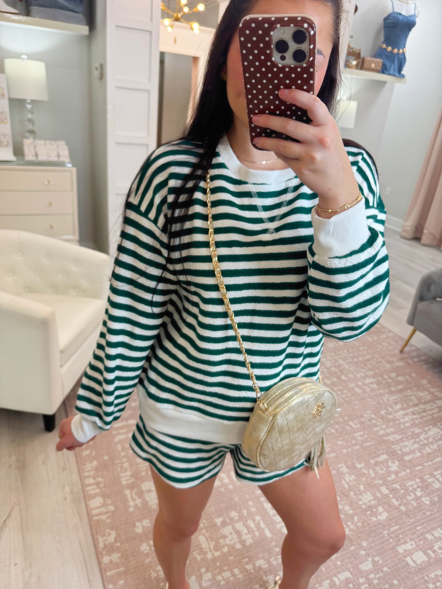 Striped Pullover & Shorts Set