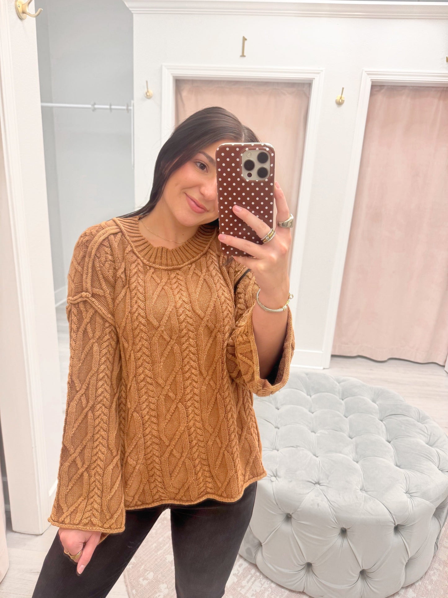 Mineral Wash Cable Knit Sweater