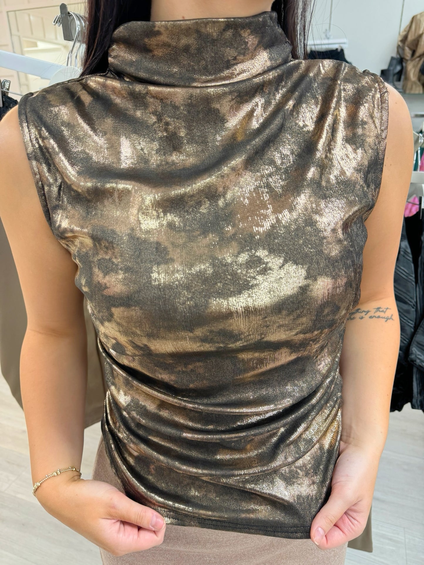 Mock Neck Sleeveless Top