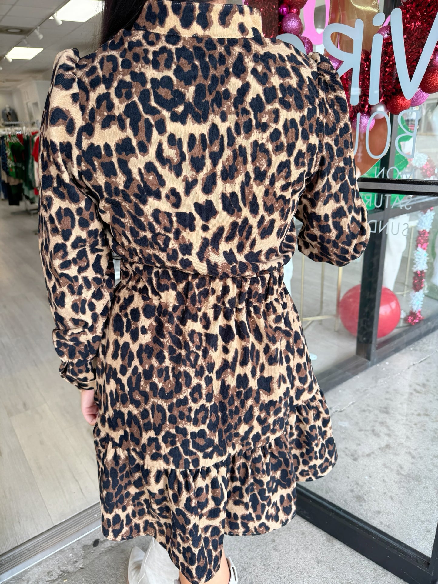 Leopard Fitted Waist Mini Dress