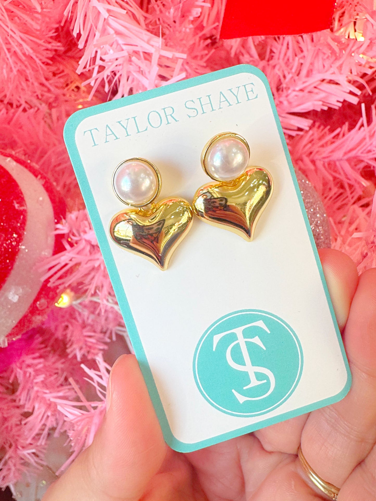 Pearl Heart Stud Earrings