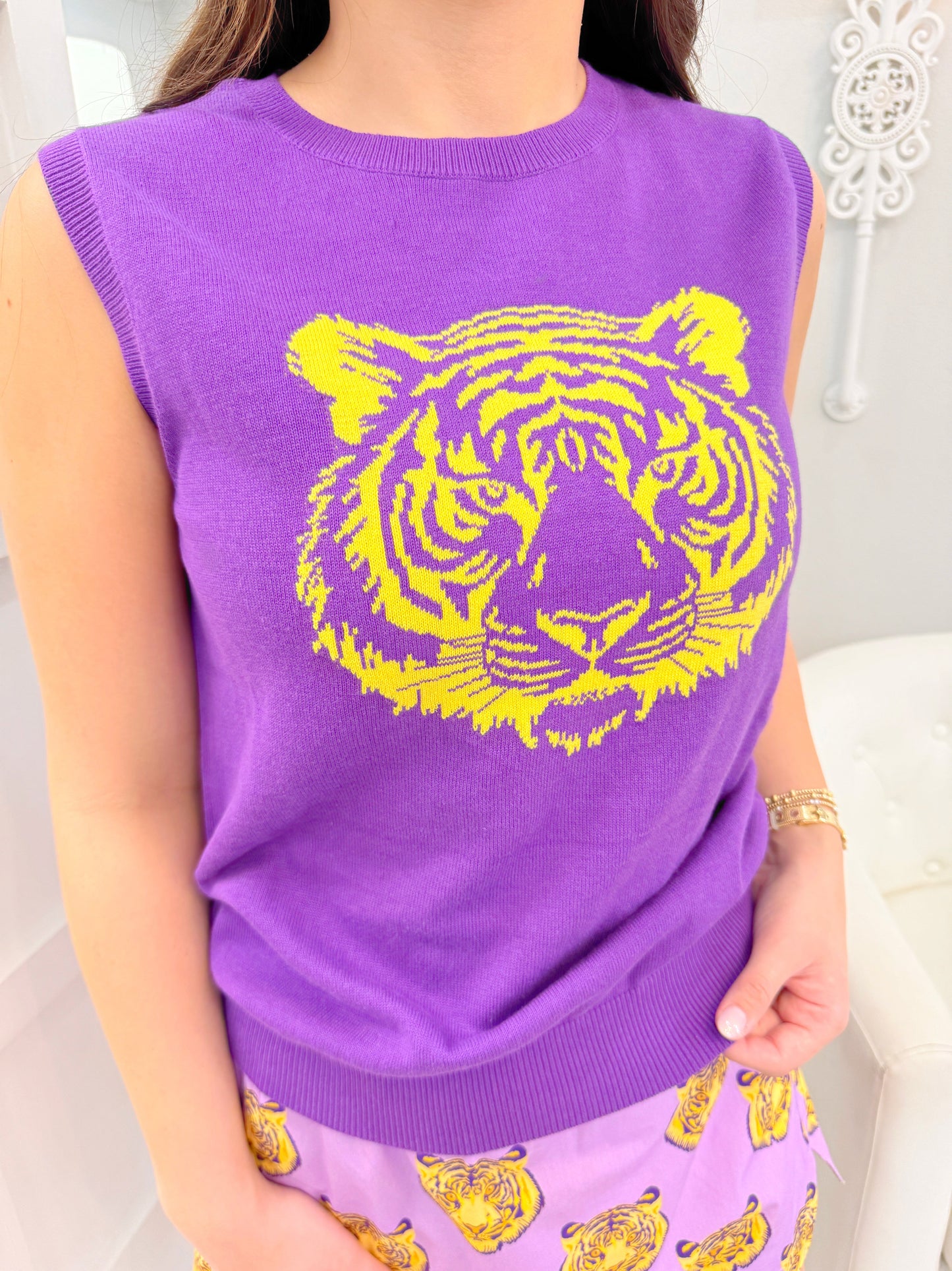 Tiger Head Sleeveless Sweater
