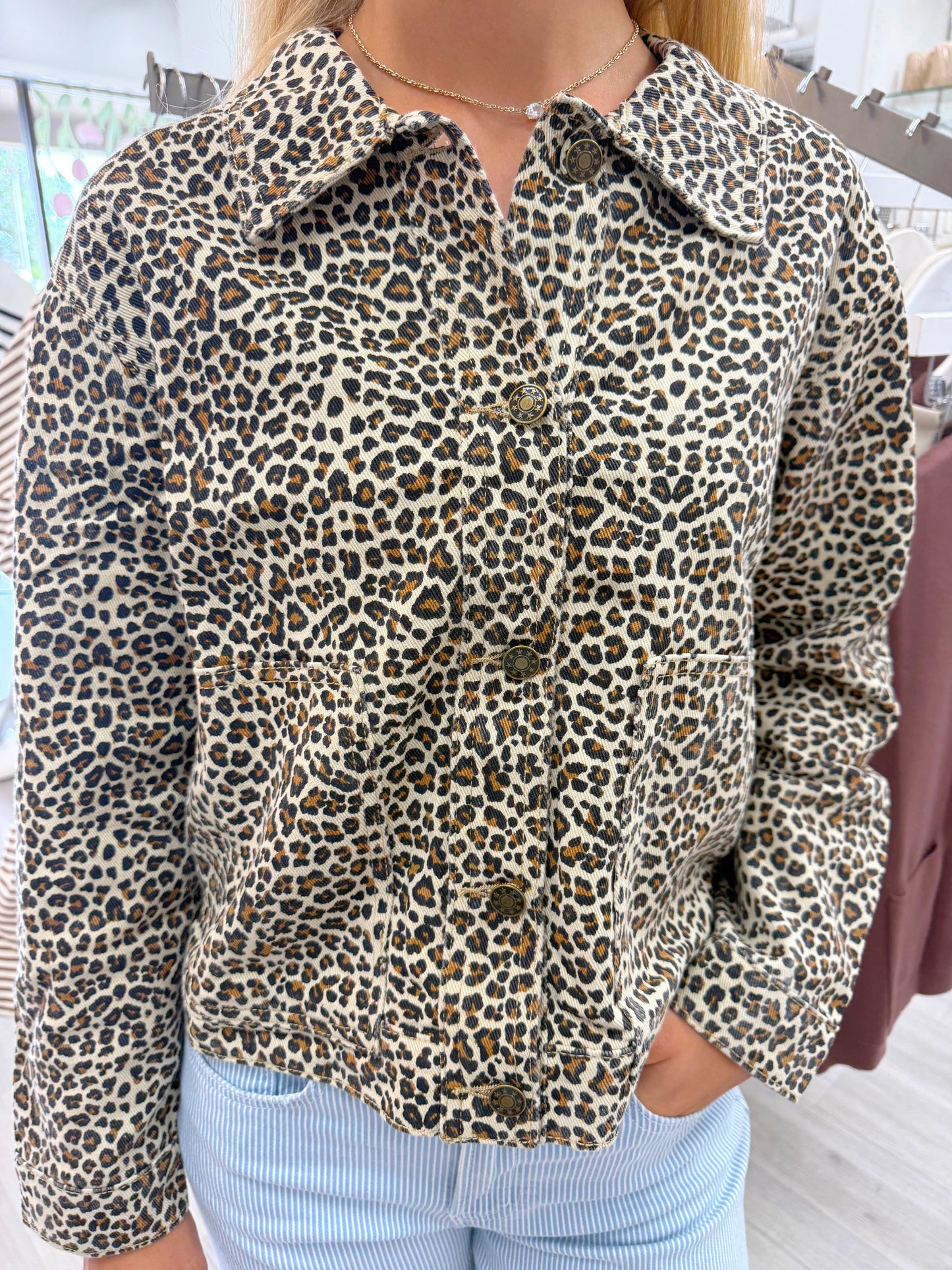 Leopard Print Denim Jacket