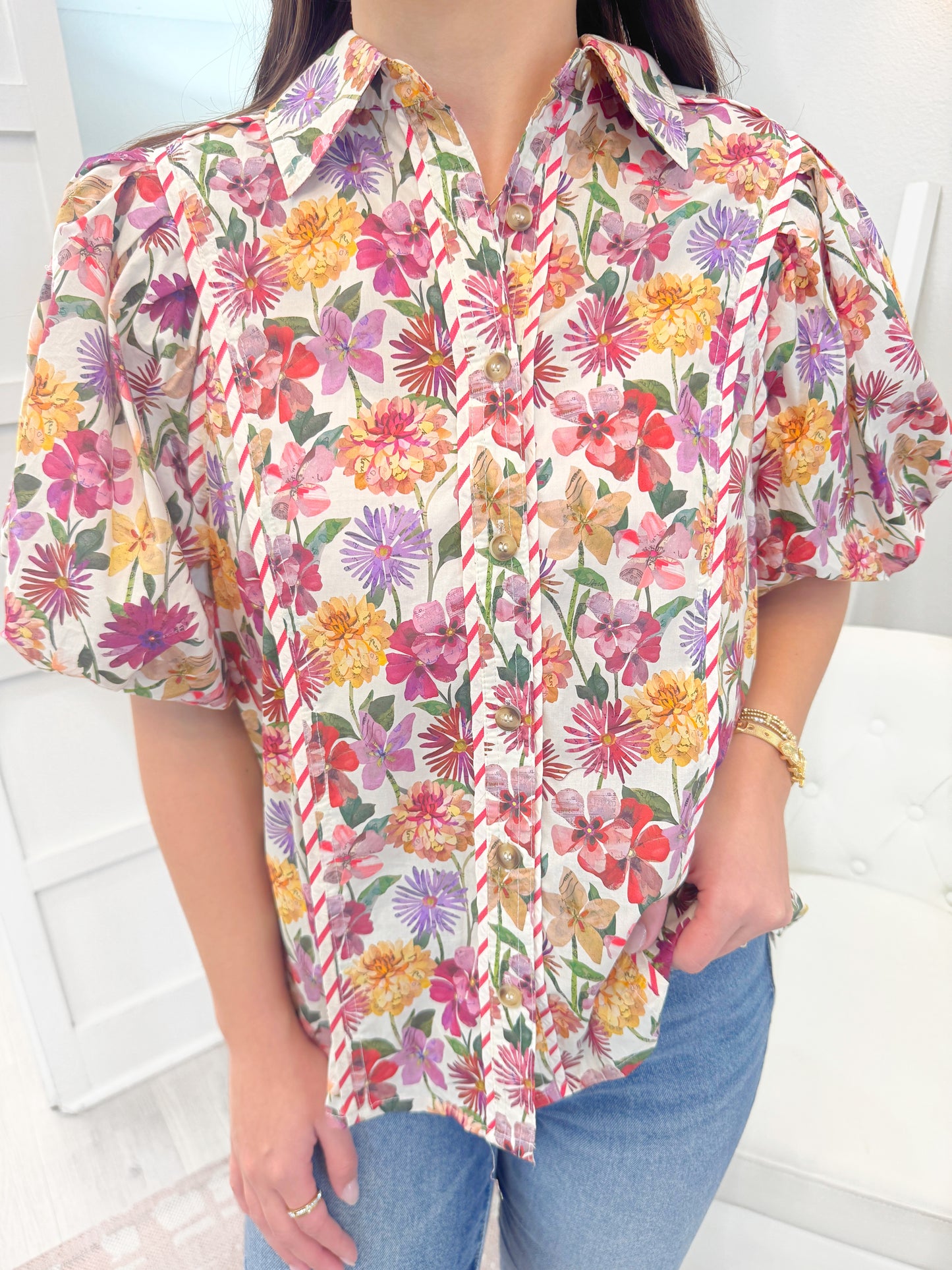 Floral Puff Sleeve Top