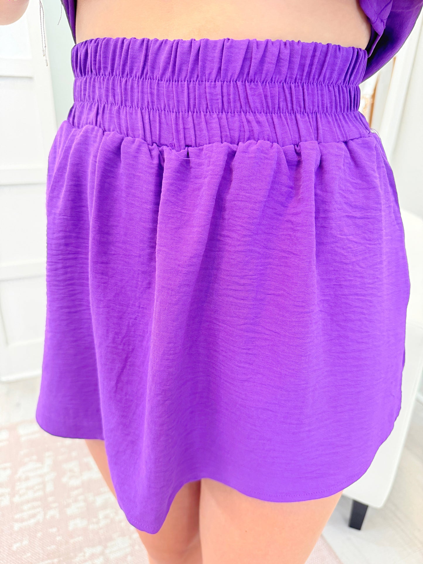 Smocked High Waist Skort