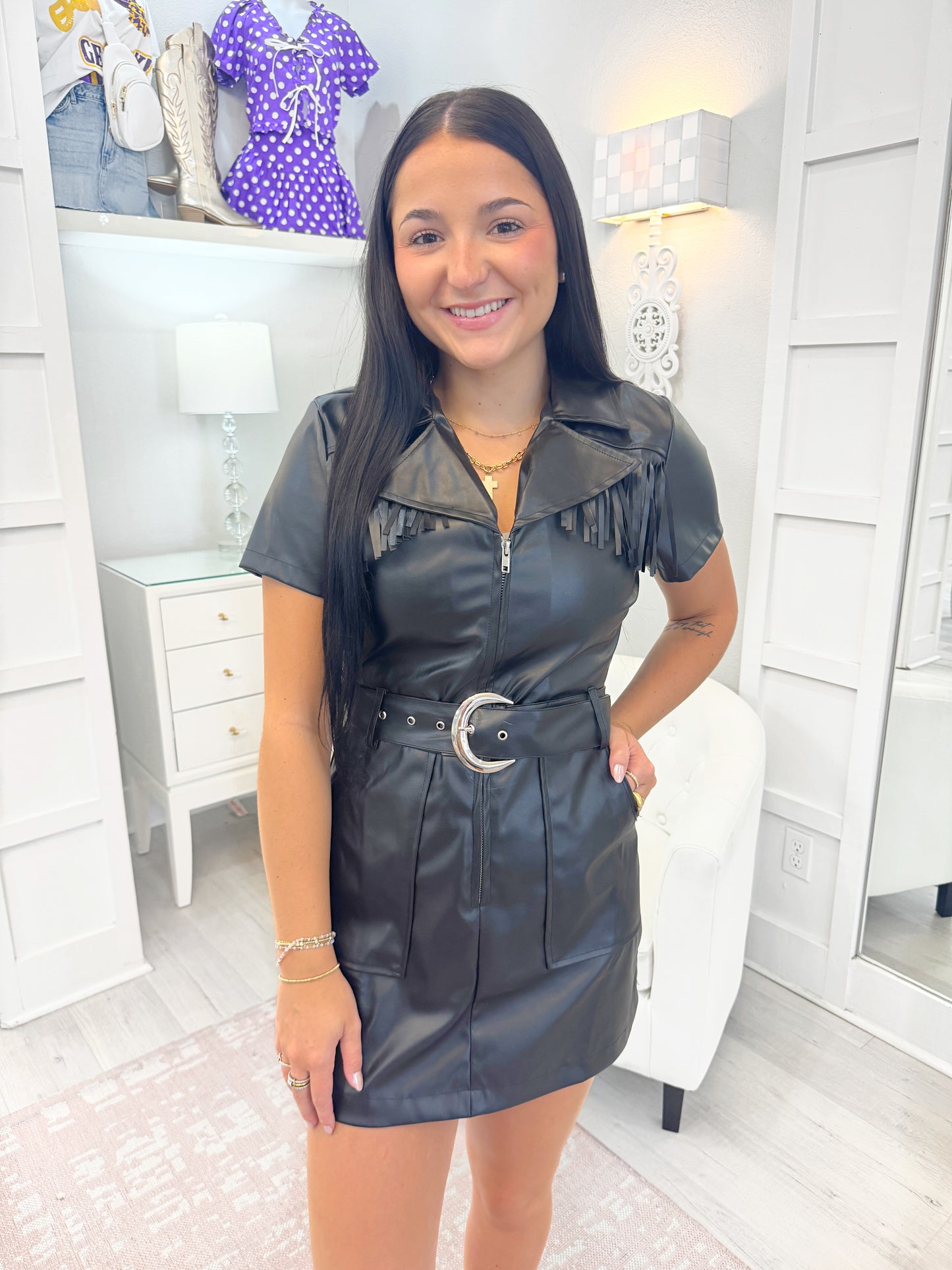Mini Dress With Fringe Detailing