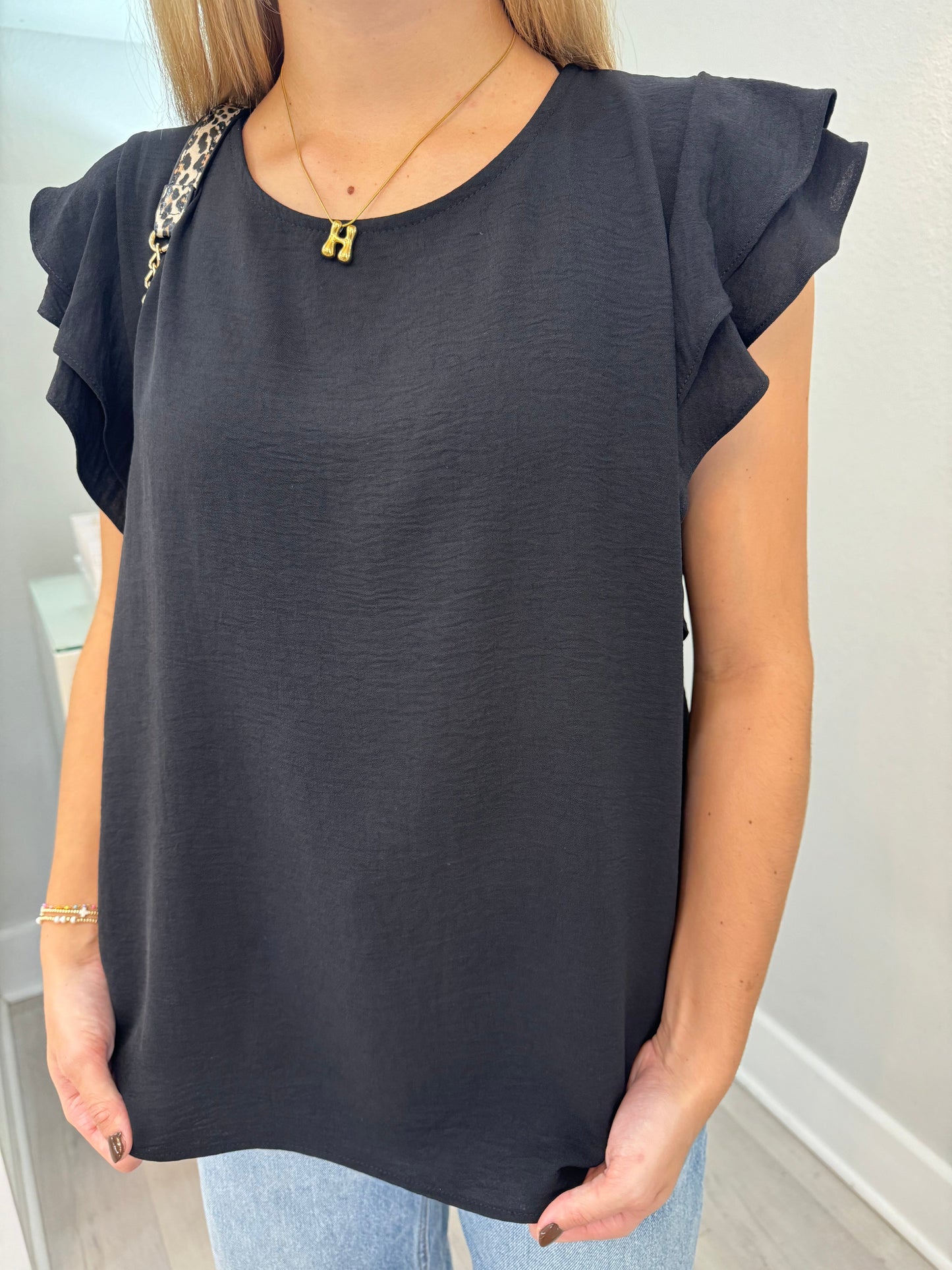 Top with Ruffle Sleeve