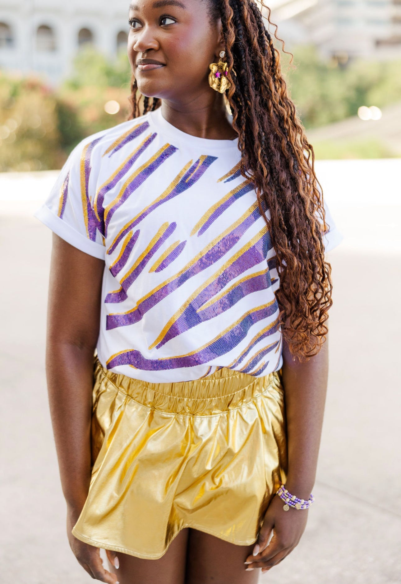 Metallic Faux Leather Skort