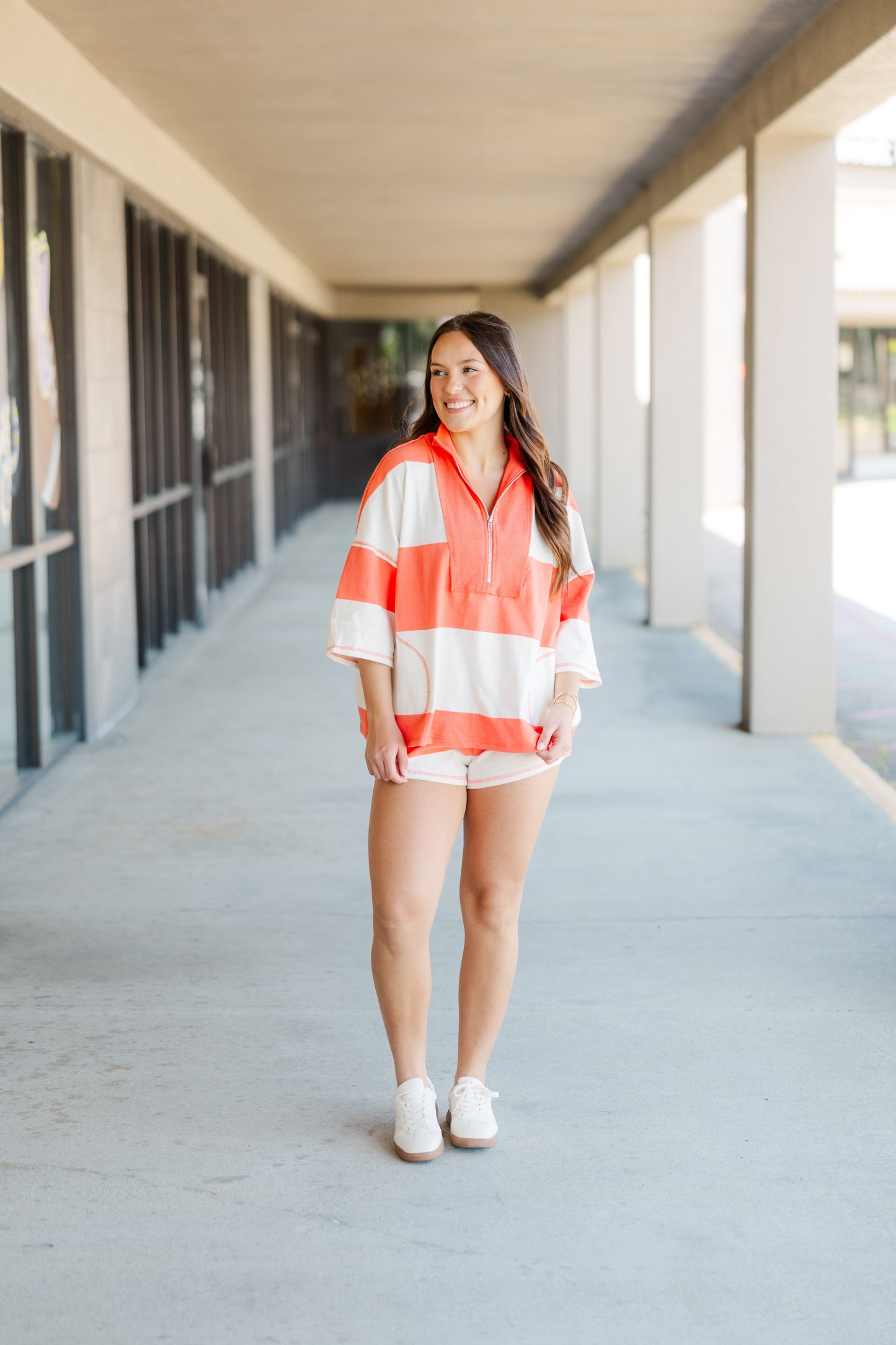 Stripe Half Zip Top & Short Set