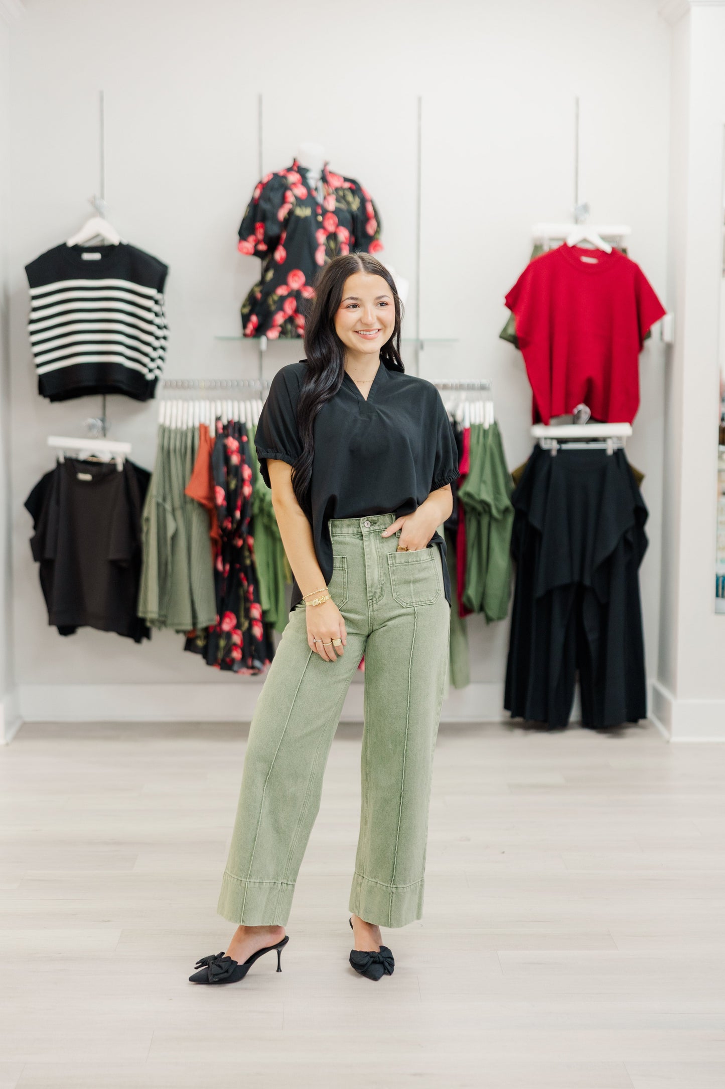 Wide Leg Cuff Hem Jeans