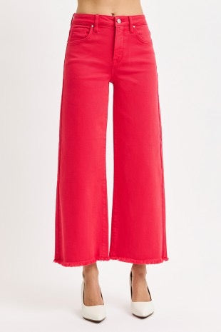 Tummy Control Cropped Wide Leg Jeans