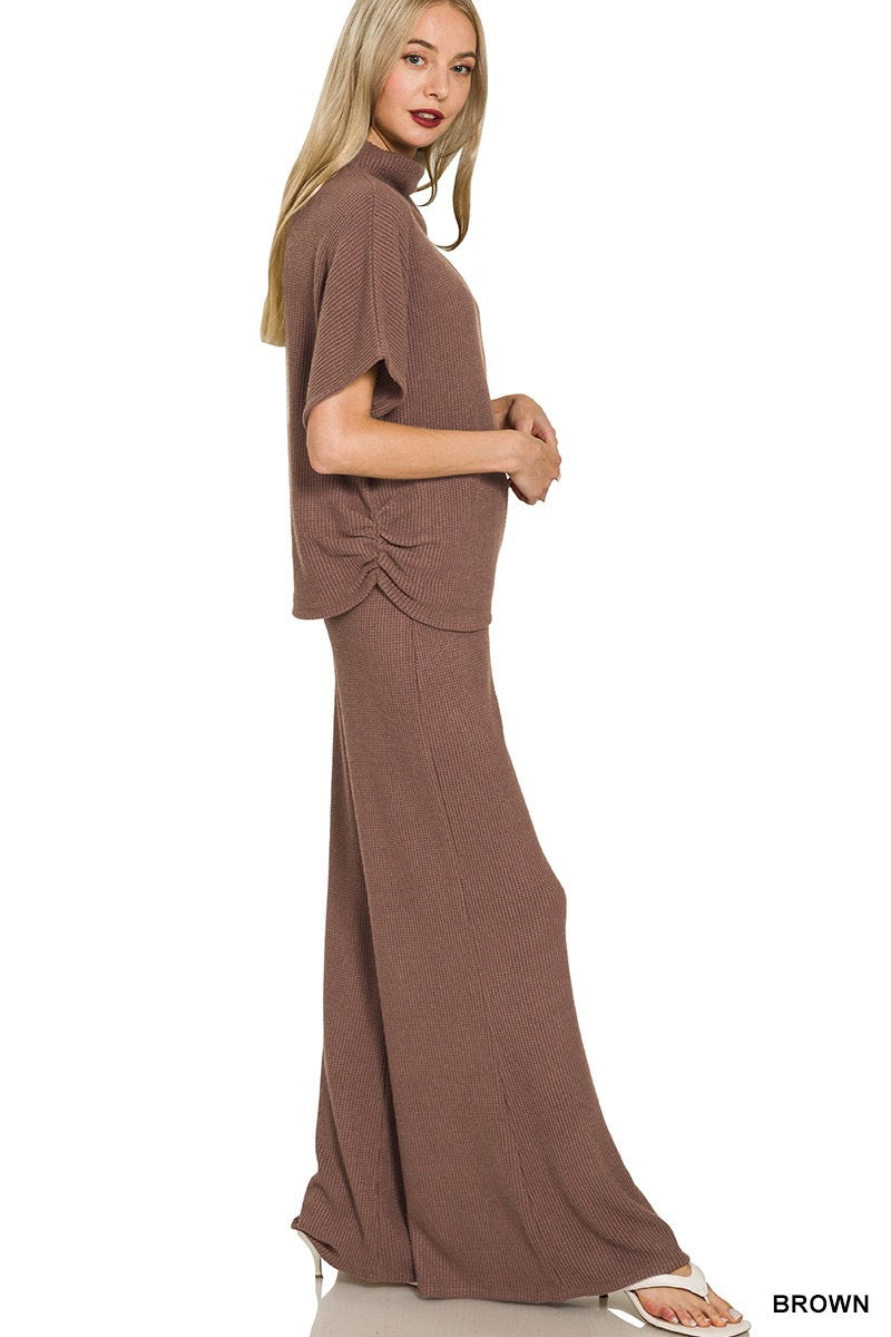 Waffle Knit Top & Pant Set