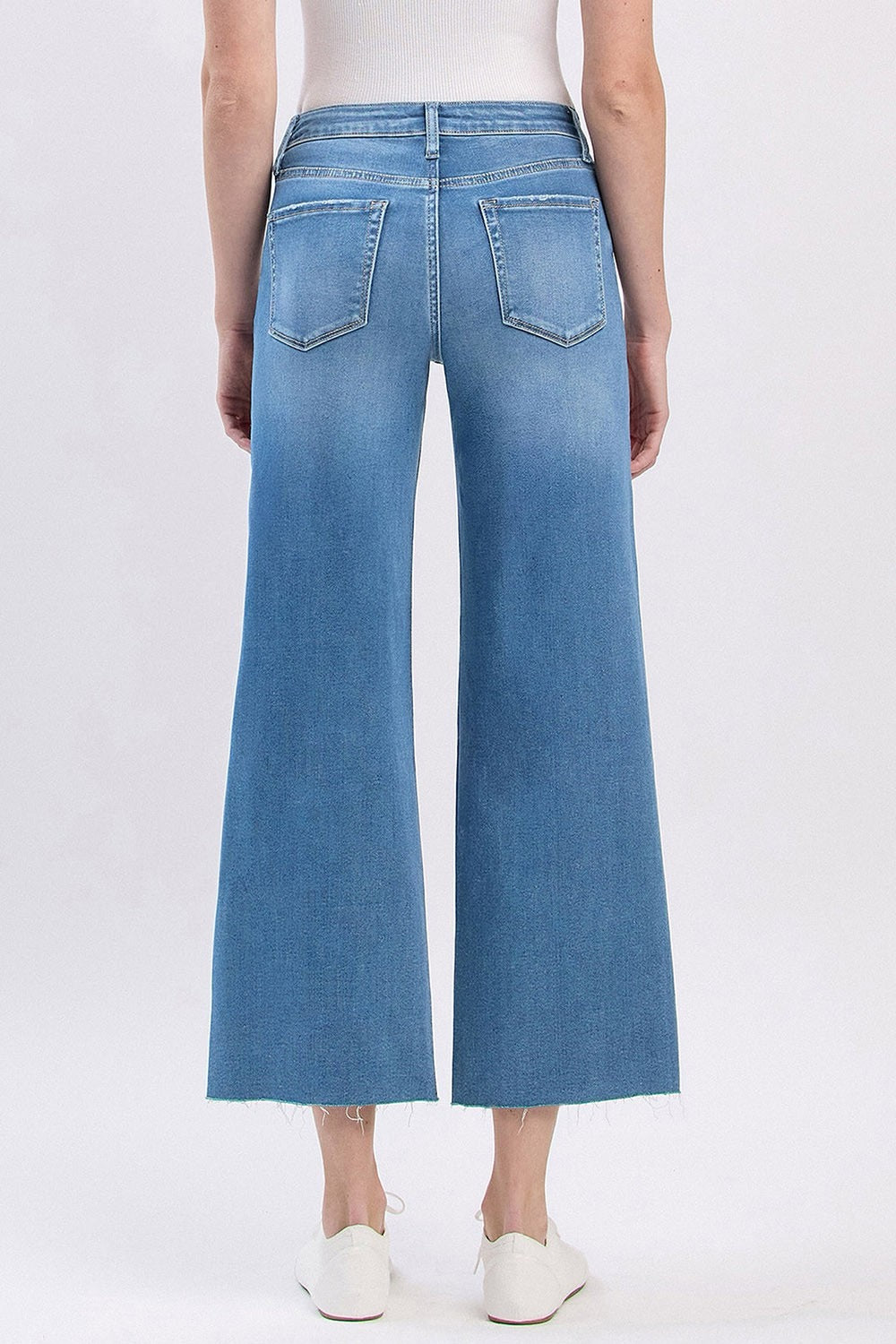High Rise Crop Slim Wide Leg Jeans