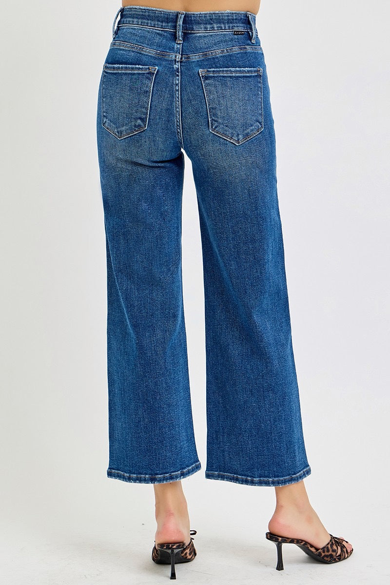 Tummy Control High Rise Denim Wide Leg Jeans
