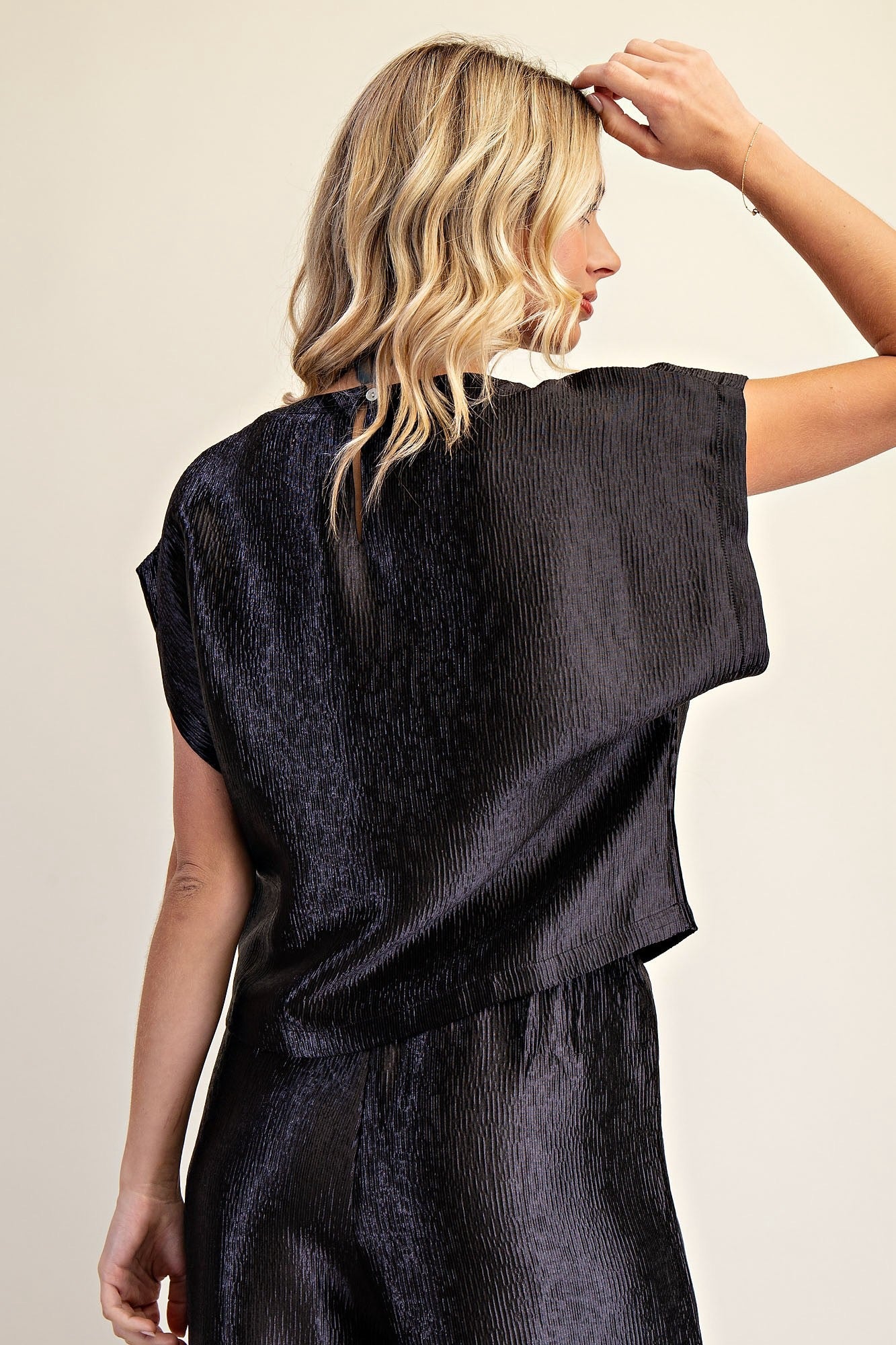 Metallic Short Sleeve Top