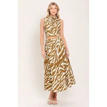 Ember Tiger Print Button Down Top