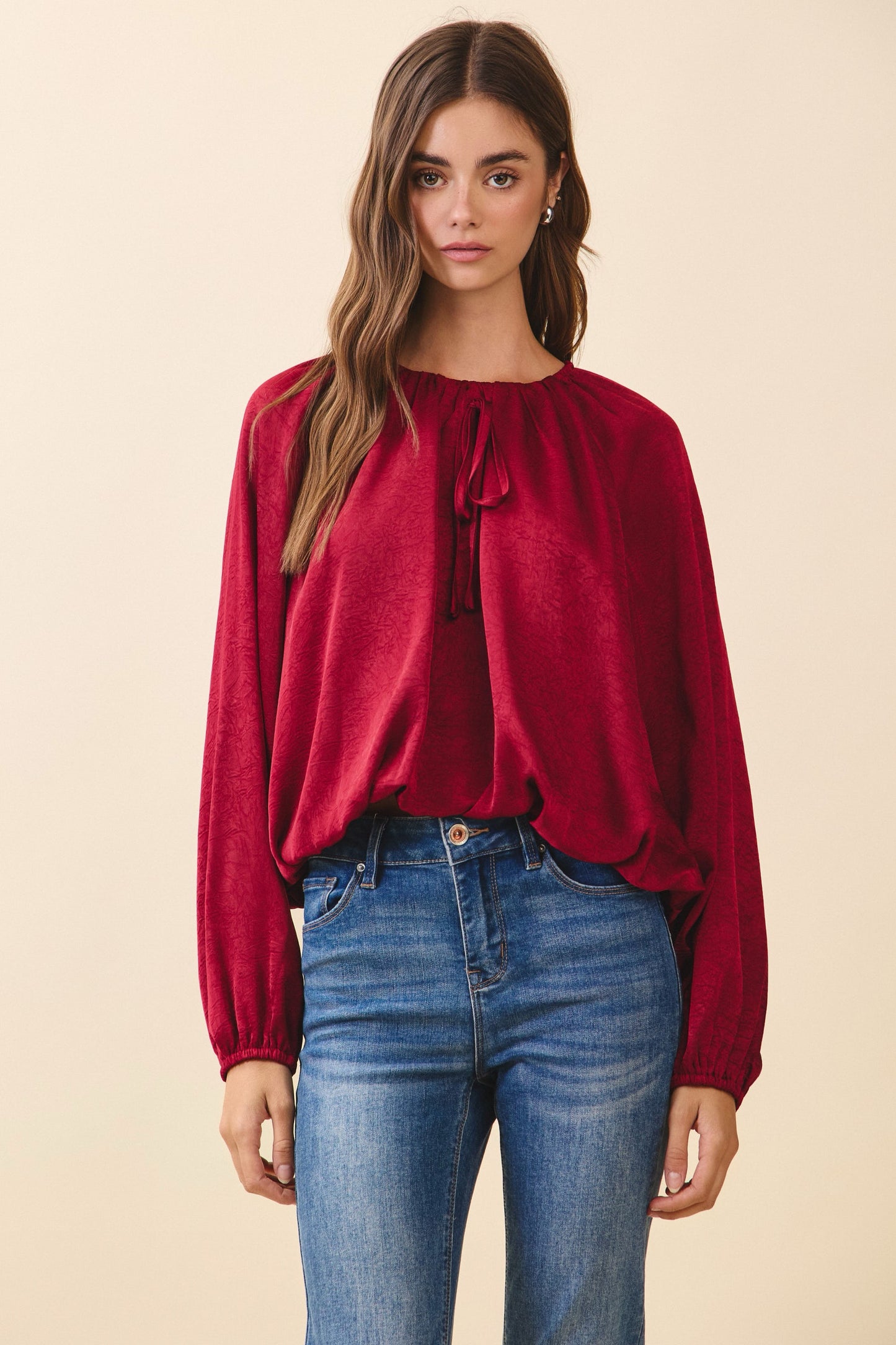 Relaxed Fit Bubble Hem Blouse