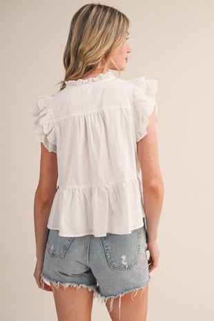 Eliza Eyelet Button Down Top
