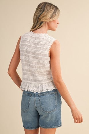 Nayeli Shirred Top With Lace Detail