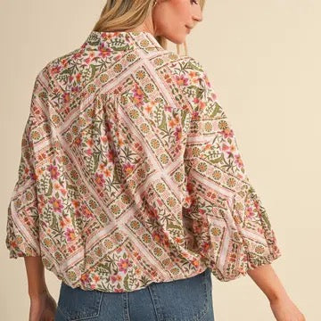 Tia Floral Bubble Sleeve Blouse