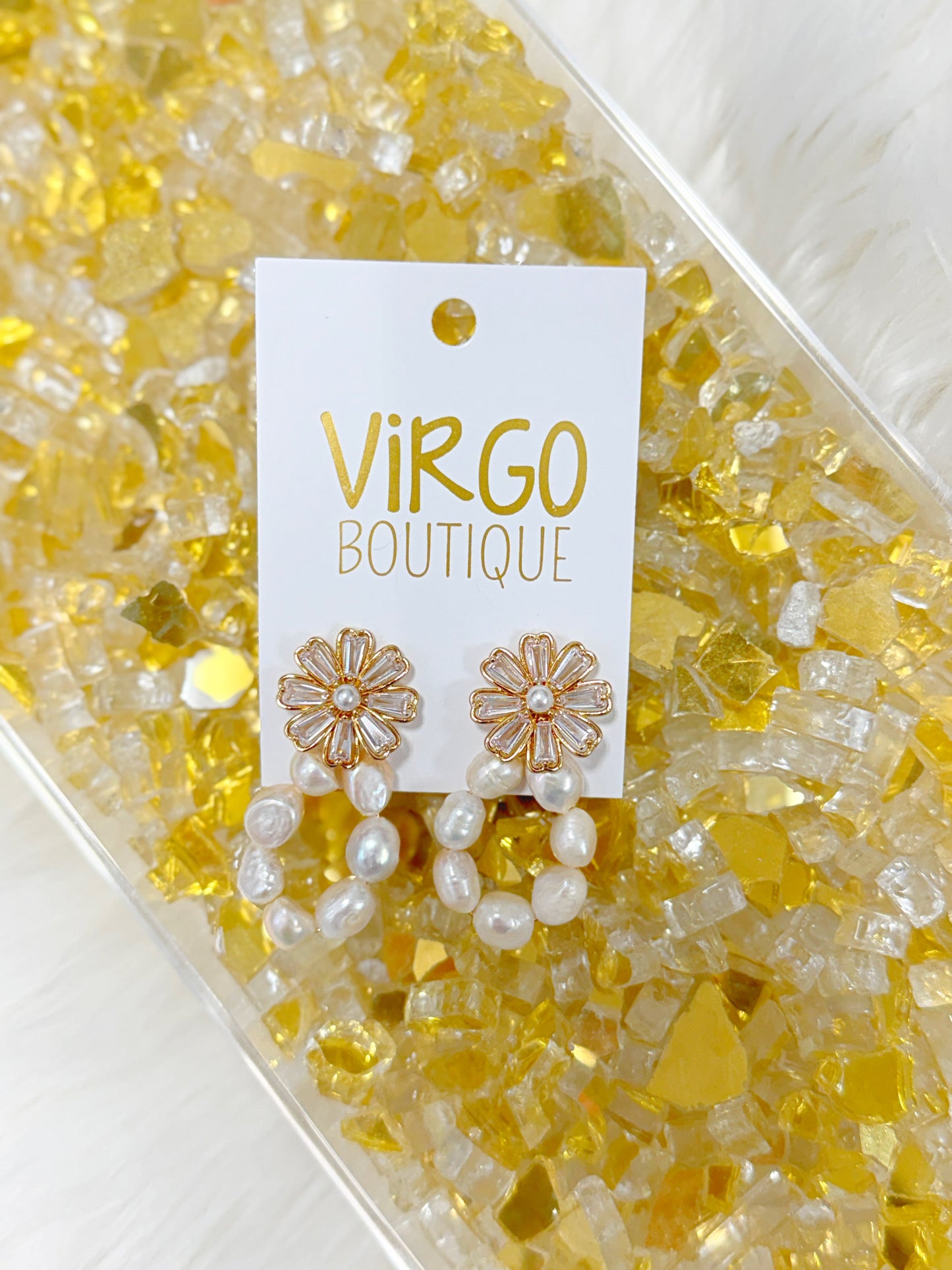 pearl earrings, gold earrings, flower earrings