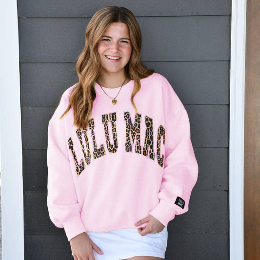 Leopard Stitch Pink Sweatshirt