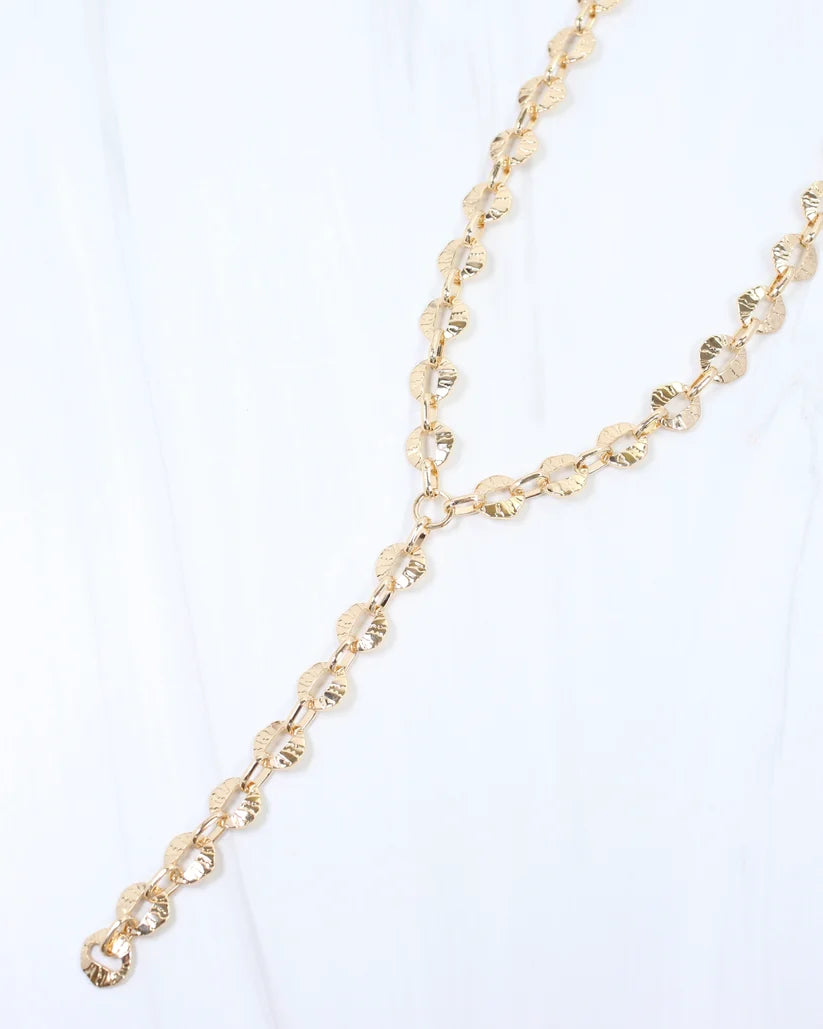 Andi Textured Y Chain Necklace
