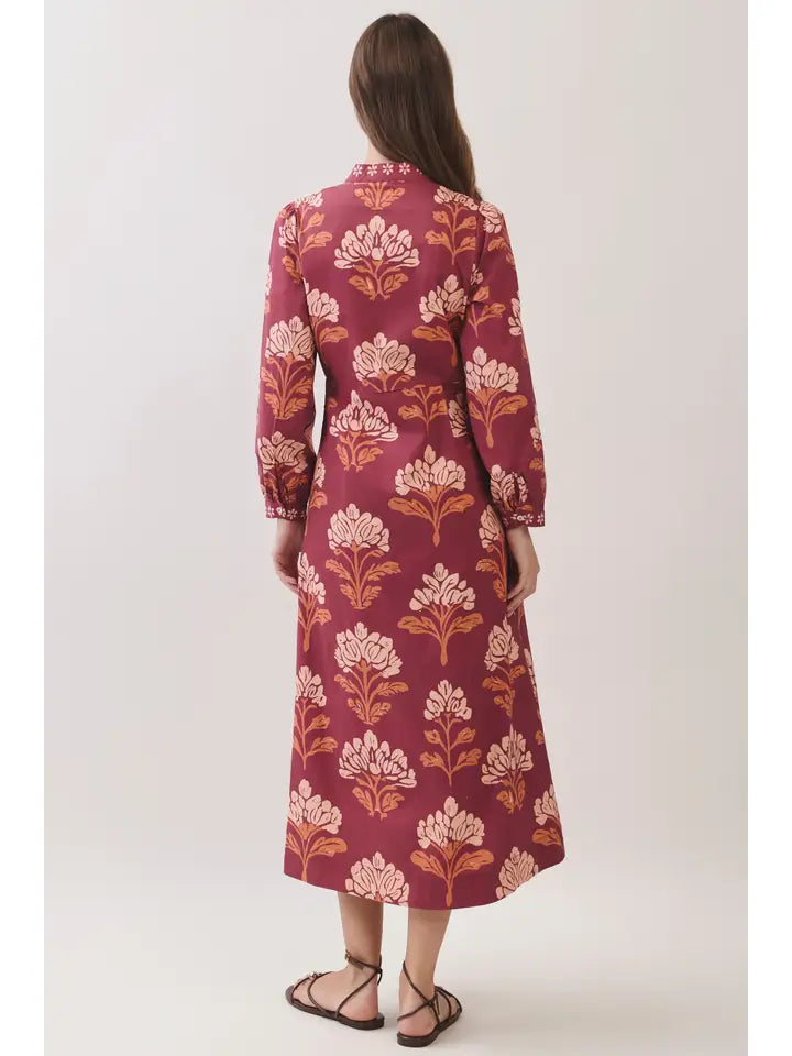 Lillian Long Sleeve Floral Midi Dress