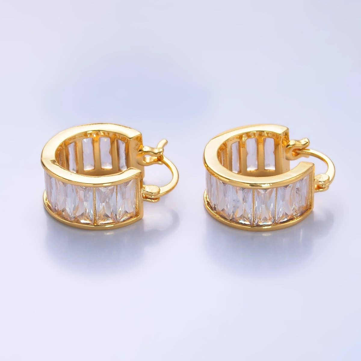 Baguette Latch Hoop Earrings